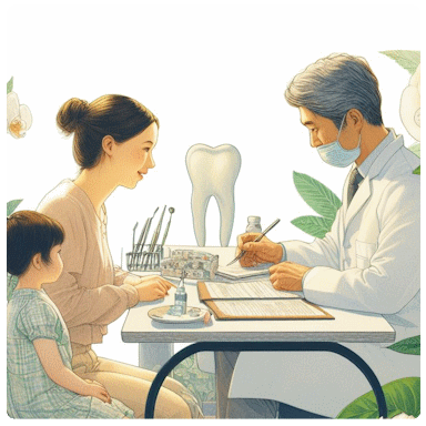 Une patiente discute avec son dentiste