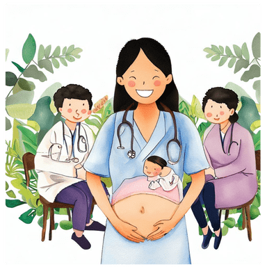 Une future maman souriante devant ses soignants